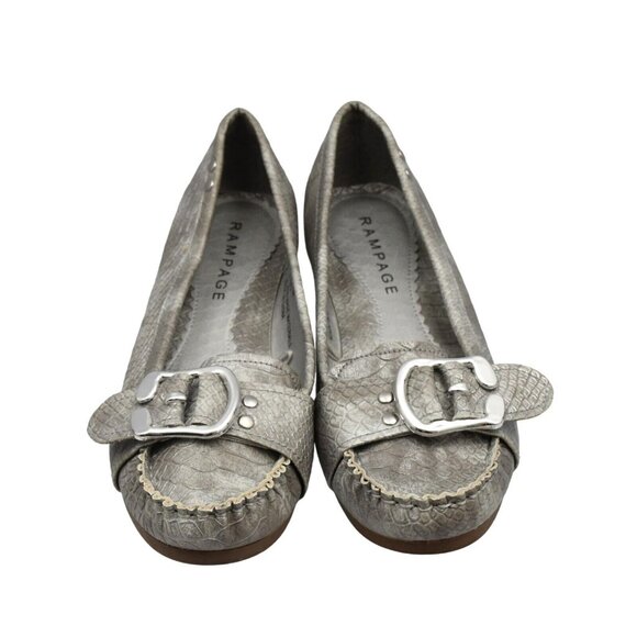 Rampage Loafers Womens 9 Lullaby 2 Silver Snakeskin Pattern Flats - Picture 2 of 7